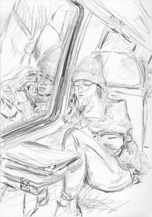 schlafende Frau im Zug